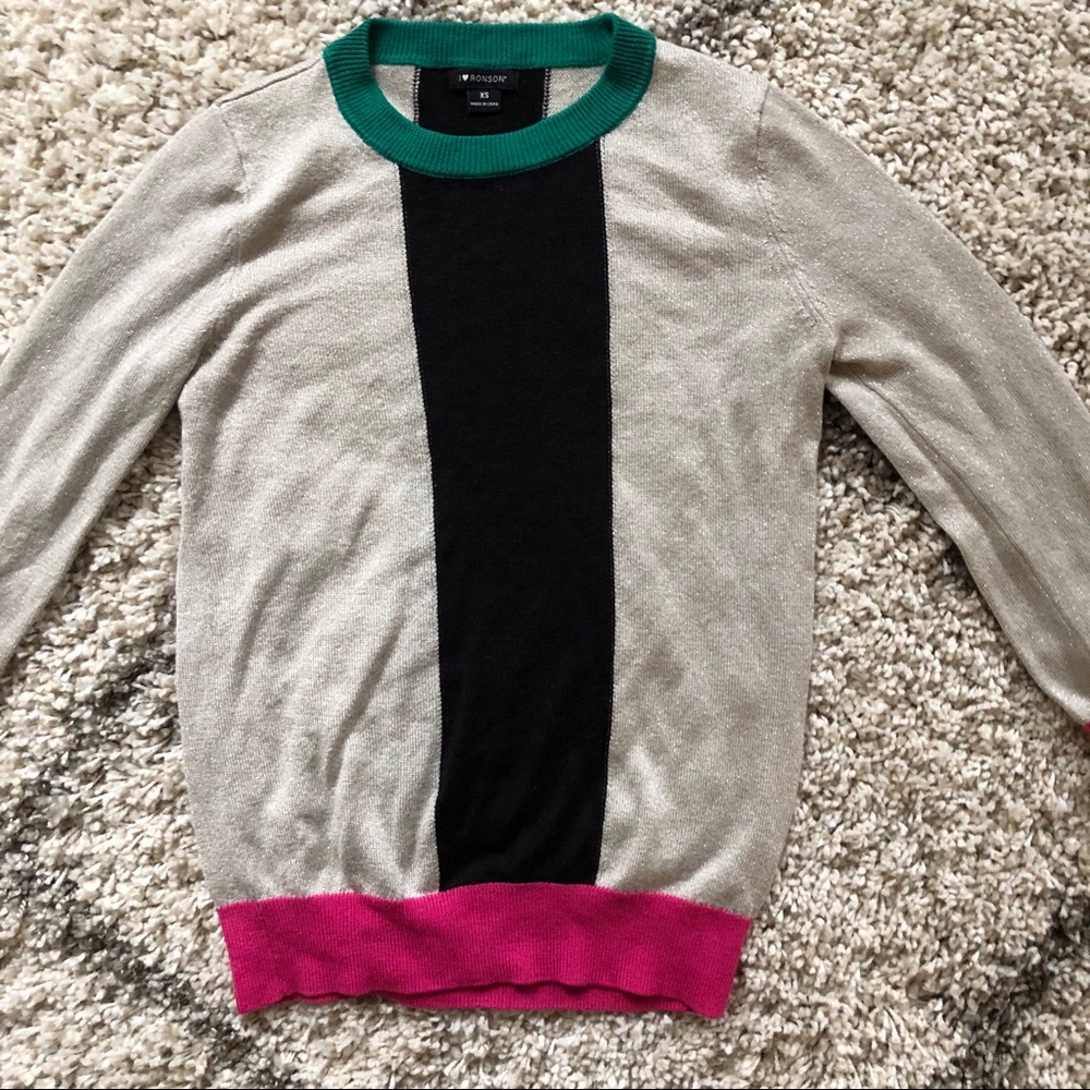 Colorblock Metallic Longsleeve Sweater